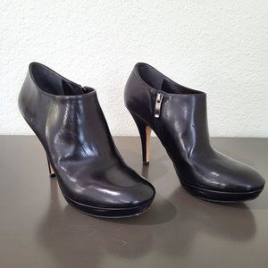 Via Spiga Black Leather Platform Stiletto Ankle Booties SZ 7.5